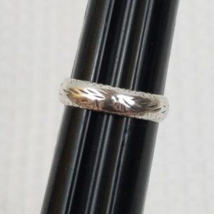 925 Sterling SILVER Brush Etched Design Ring